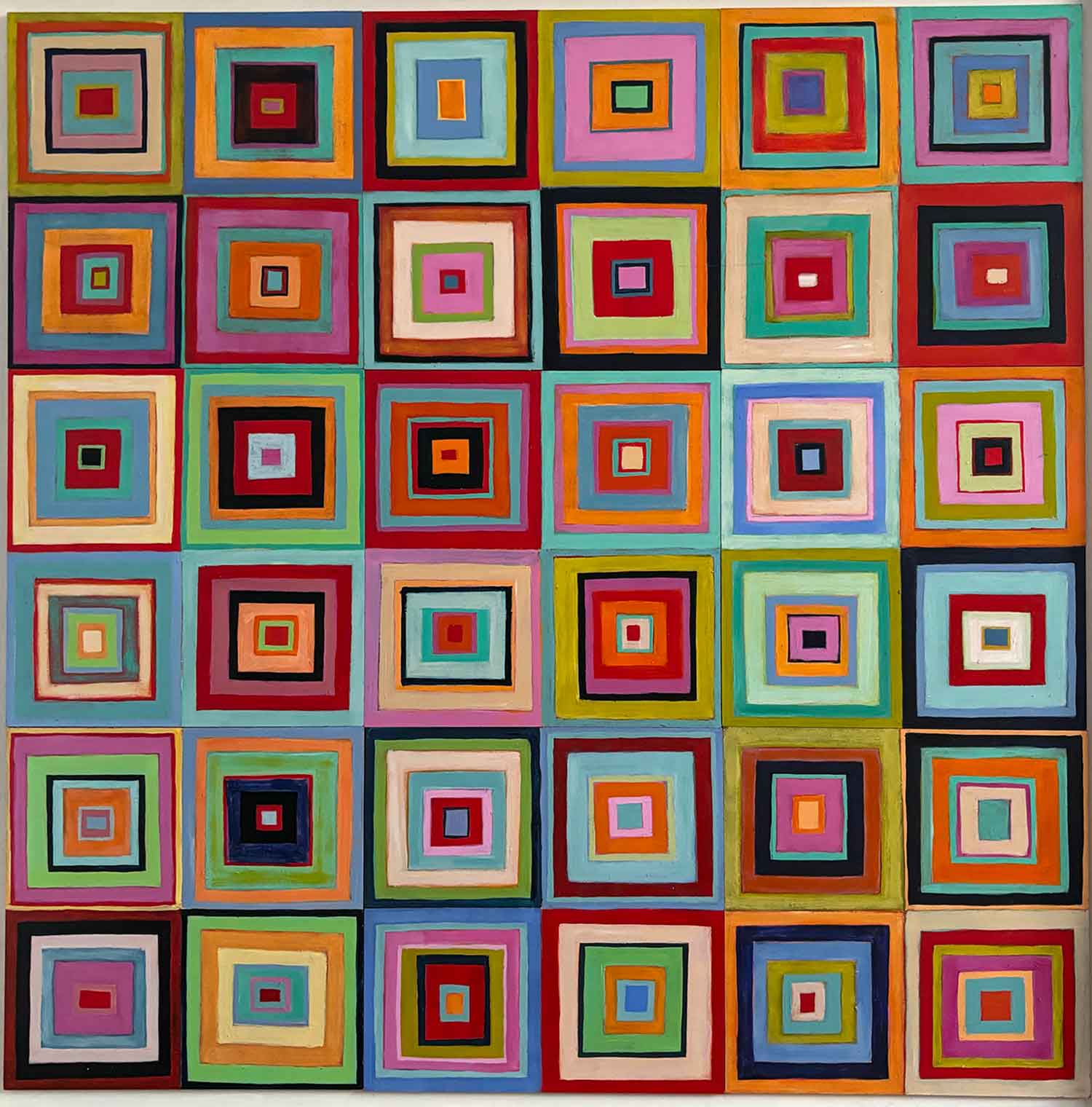 Katrina Collins Quilt 90x90cm acrylic on board